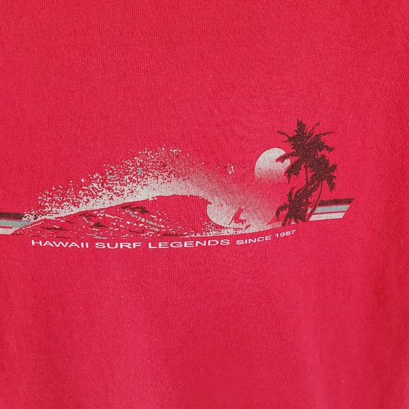Alstyle T Shirt Men's Large Red Crewneck Graphic Two Sided Hawaii Surf Ocean - Picture 3 of 5